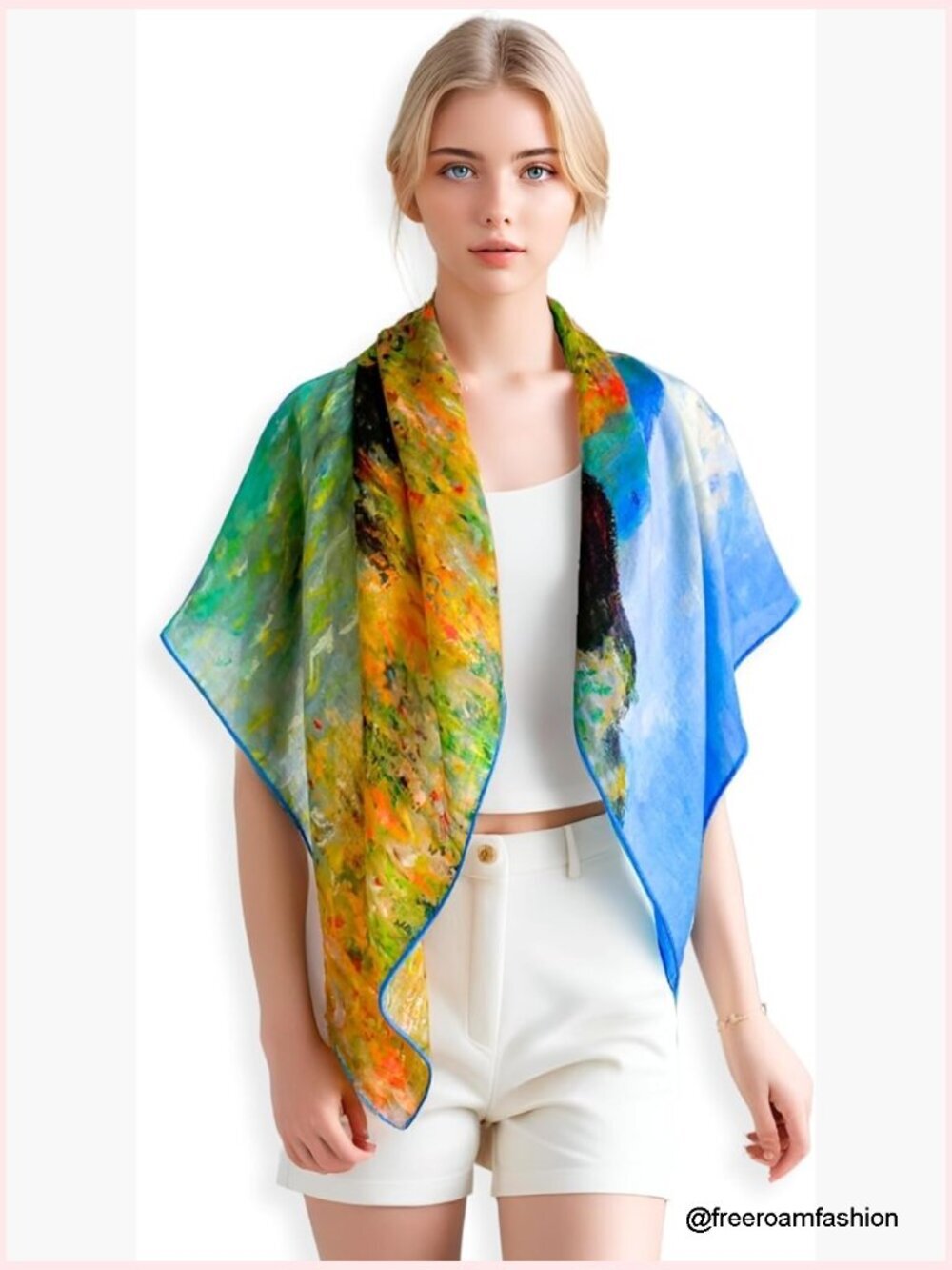 Luxury Cashmere Wrap Shawl 36x36 - Wrinkle-Free Lightweight Travel